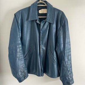 Men's Blue Coaches Leather Jacket